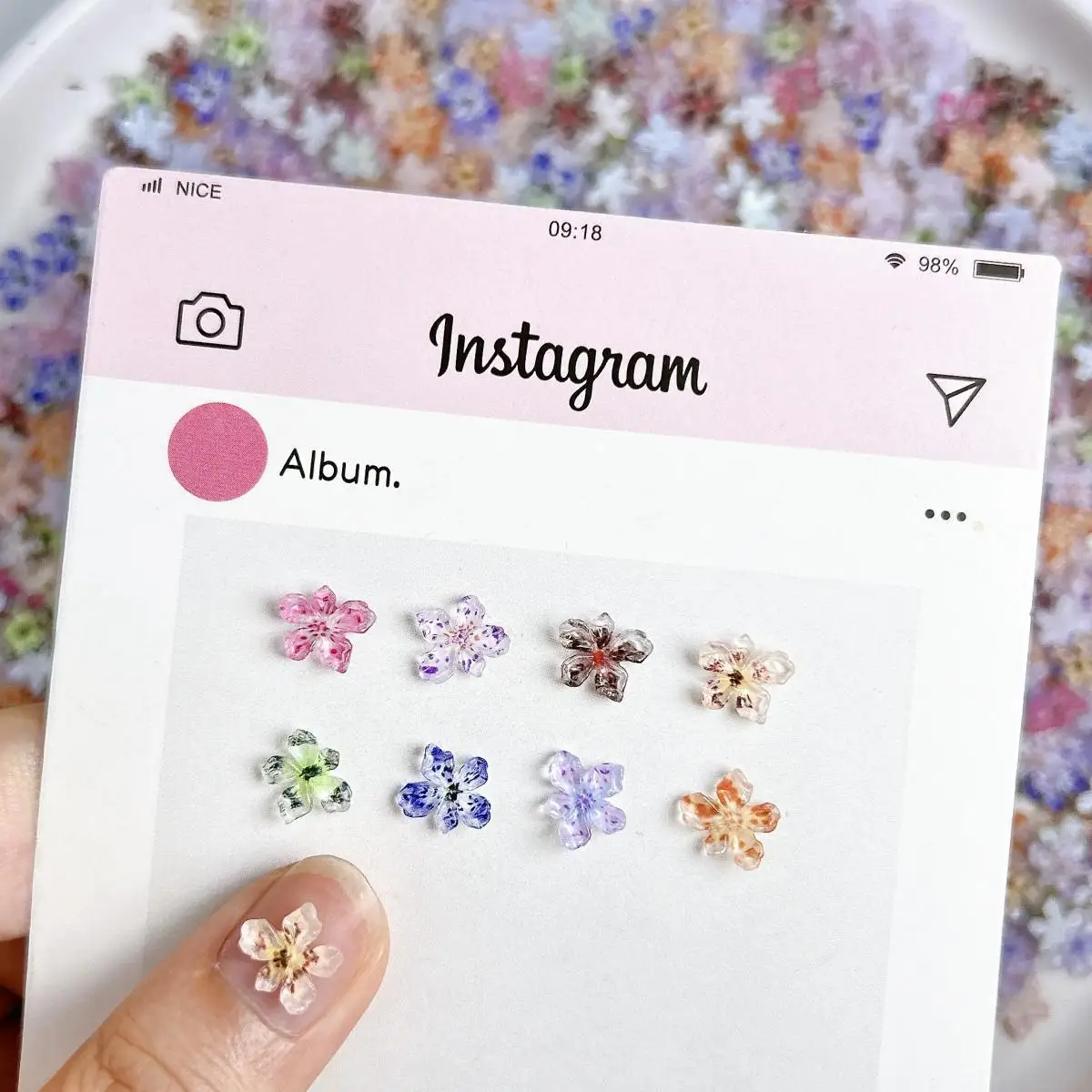 Zufällig gemischt Y2K 8 Farben fünf Blütenblätter gefleckte Blume Nagel Charms 3D Harz weiche Blume Nail Art Dekoration DIY Handwerk Zubehör