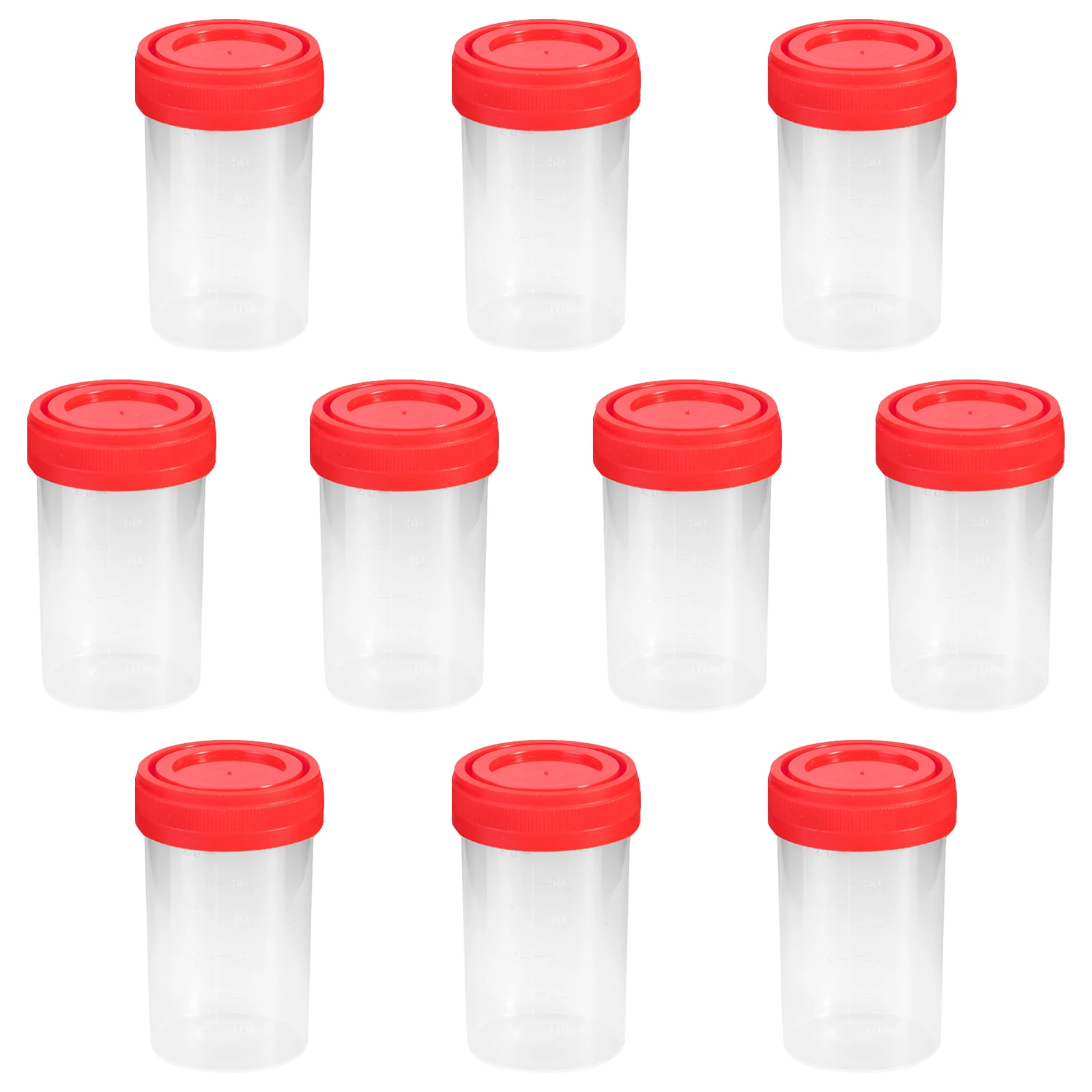 

10Pcs Plastic Specimen Cups Urine Container Leak-Proof Medical Sample Cup 60ml Liquid Container for Laboratory Reagent