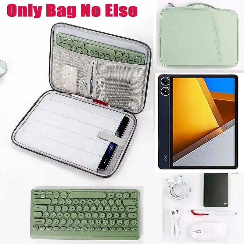 

Universal Tablet Storage Bag for Xiaomi Poco Pad 6 Max14 Waterproof Sleeve Multi Pocket Handle Zip Pouch for Cable MouseKeyboard