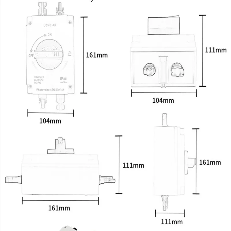 Solar PV DC Isolator 1500V 32A Photovoltaic Electrical Isolator Solar Rotating Handle Rotary Switch For Solar System Isolation