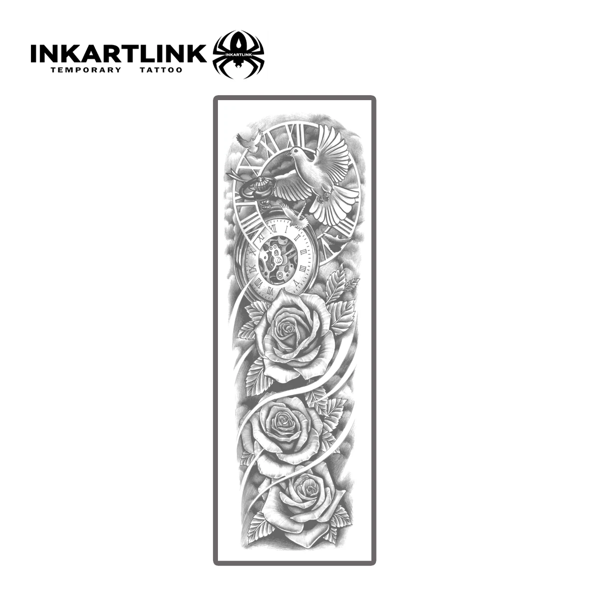 White Dove Rose Temporary Tattoo,Lasts To 15 Days New Technology Magic Waterproof Semi Permanent Sticker,For Men Sleeve Tattoos.