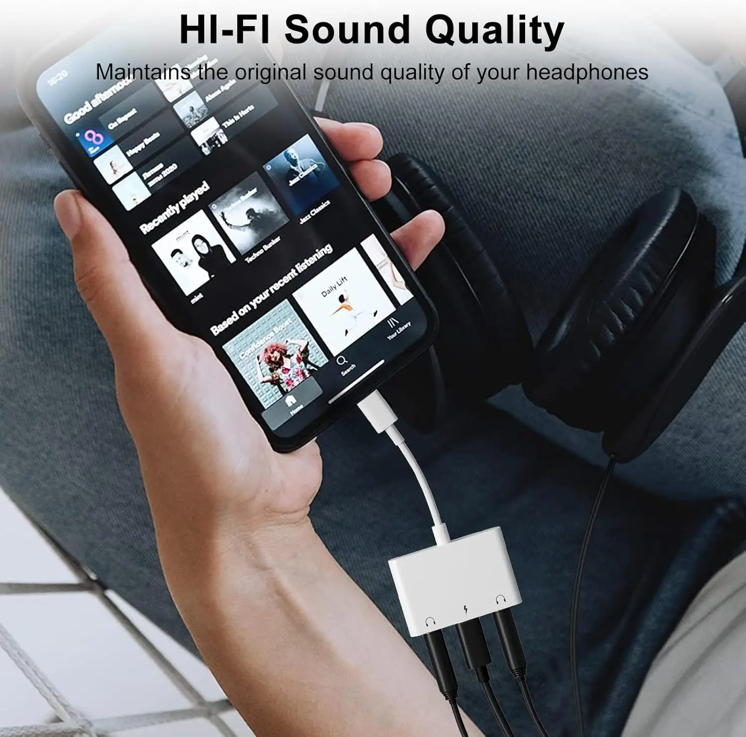 محول سماعة رأس لجهاز iPad، مقسم مقبس 3 في 1 USB C إلى 3.5 ملم مع شحن سريع 60 وات، متوافق مع S24/23 Ultra