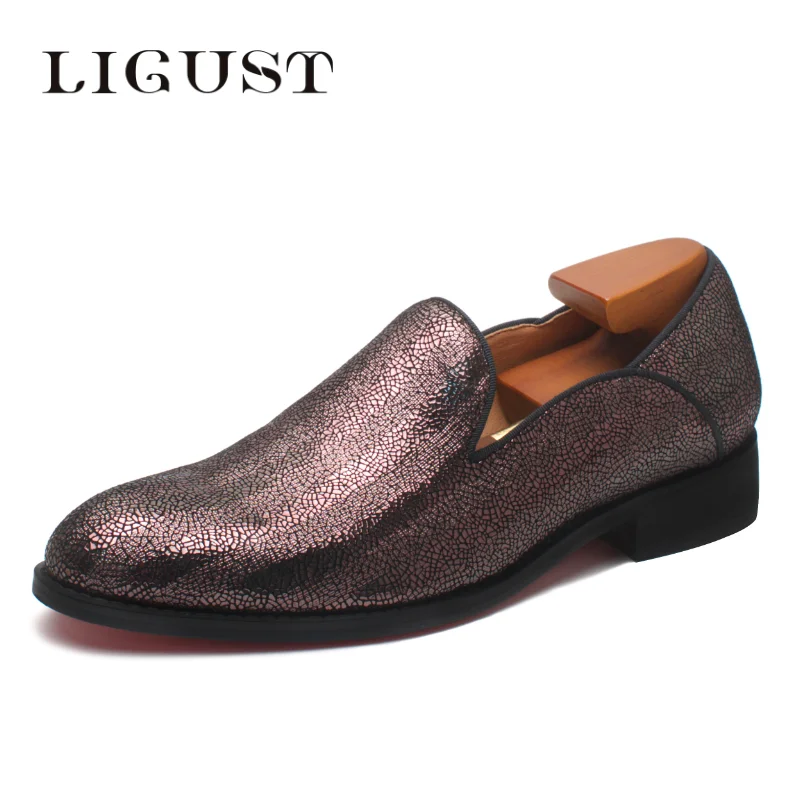 

LIGUST Shoe For Men Luxury Quality Handmade Loafers Male Wedding Groom Suit Genuine Leather Classic Designer Slip-On Purple Shoe