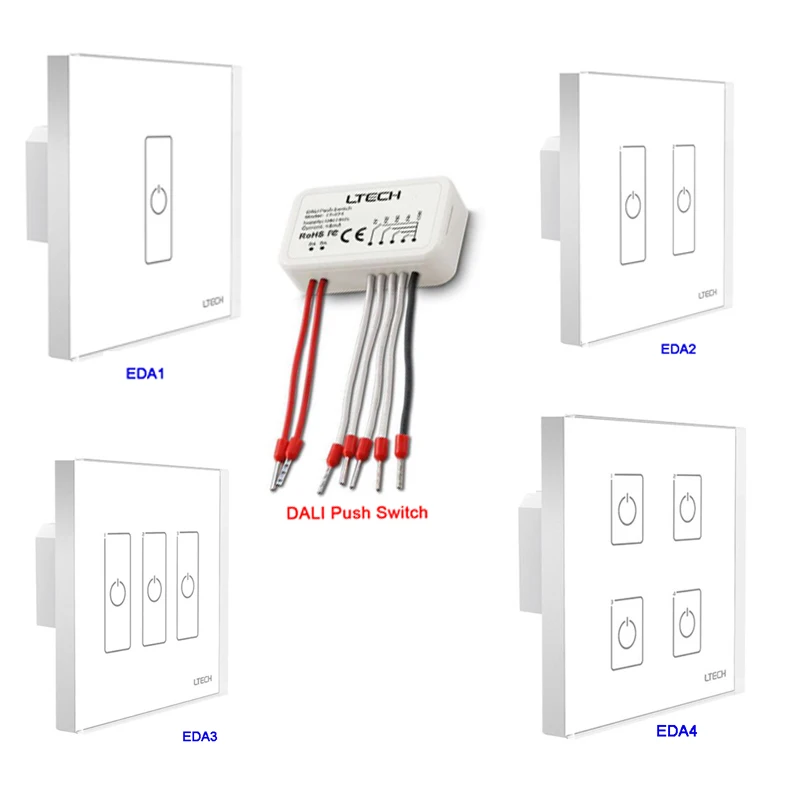 DALI Touch Panel dimming Controller 86 Style Wall Switch DALI Bus Supply Power Support Scene, Group, Unicast, Broadcast Mode