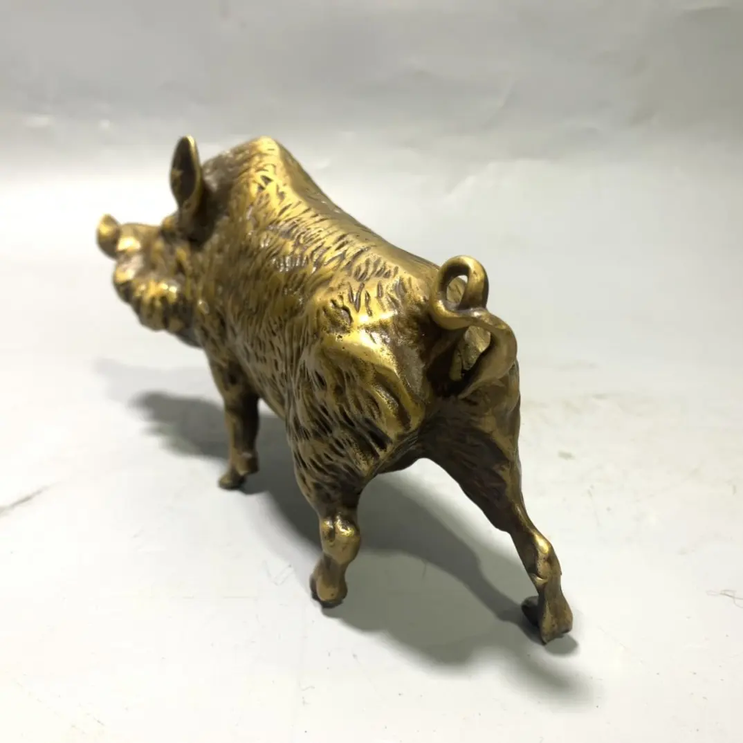Realistic Wild Boar Statue Brass Wild Animal Decor Statue Cartoon Character Kids Preschool Figurine Toy Decoration Gift