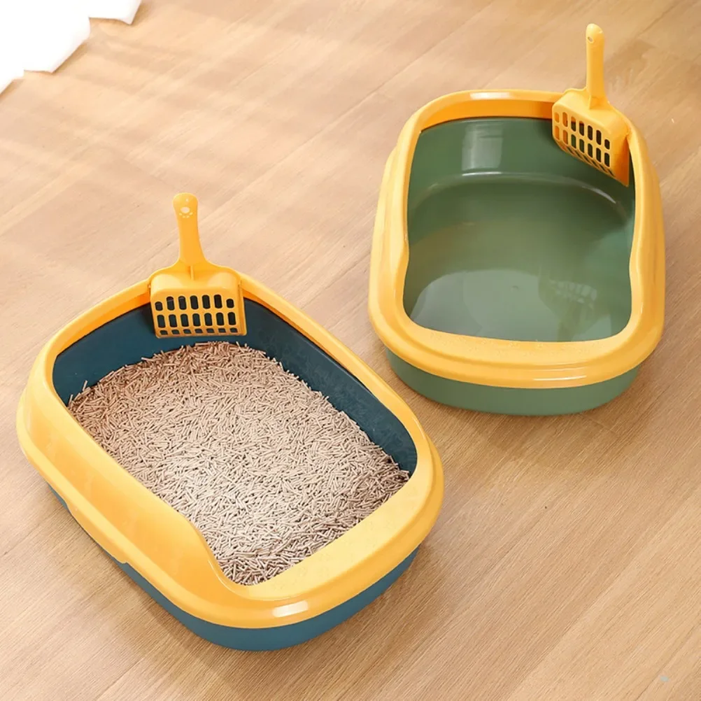 Nordic Semi Enclosed Cat Toilet Splash Proof and Odor Proof Cat Litter Box with Shovel and Pet Supplies