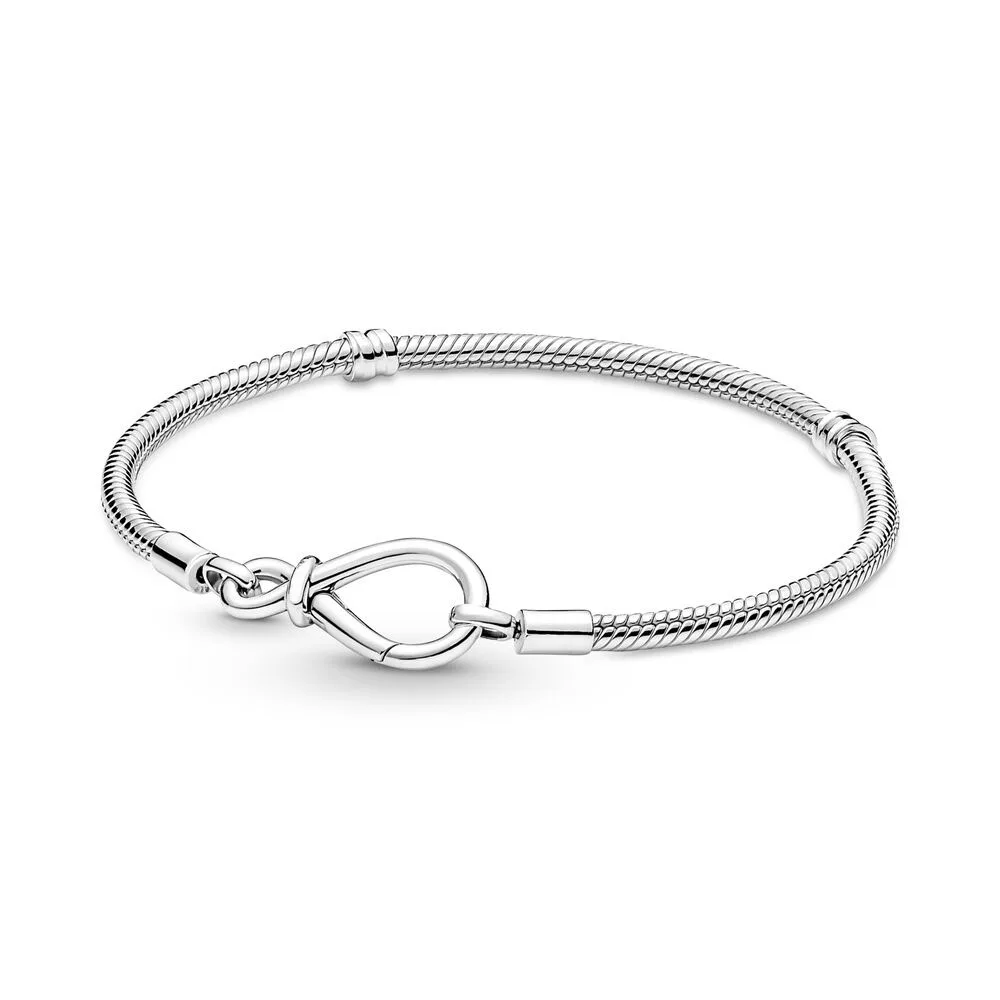 

Authentic 925 Sterling Silver Moments Infinity Knot Fashion Snake Chain Bracelet Fit Women Bead Charm Gift DIY Jewelry