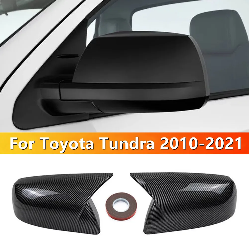 

For Toyota Tundra 2010-2021 ABS Plastic Car Rearview Side Mirror Cover Wing Cap Exterior Door Shell Trim Adhesive Sticker