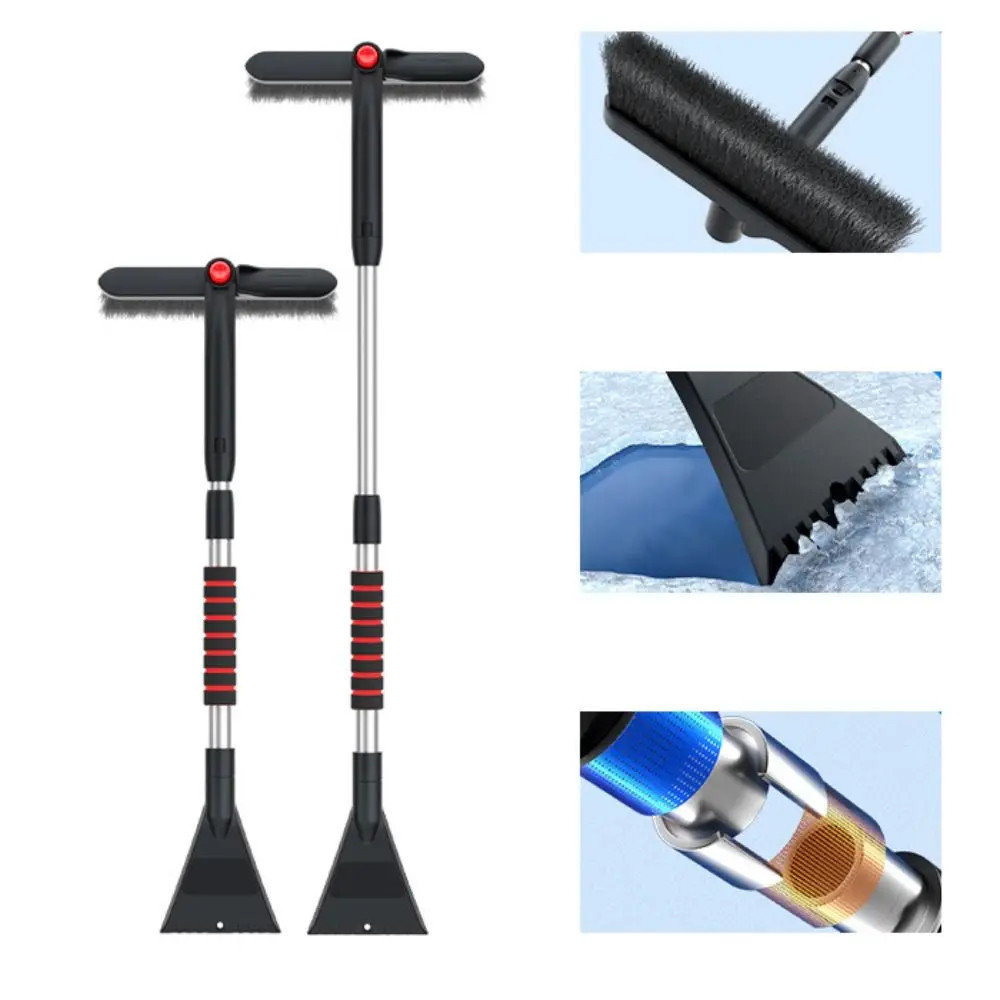 

Выдвижной скребок для льда со съемной щеткой для снега на 360° ° Вращающийся зимний автомобильный очиститель окон, снежная лопата для лобового стекла автомобиля