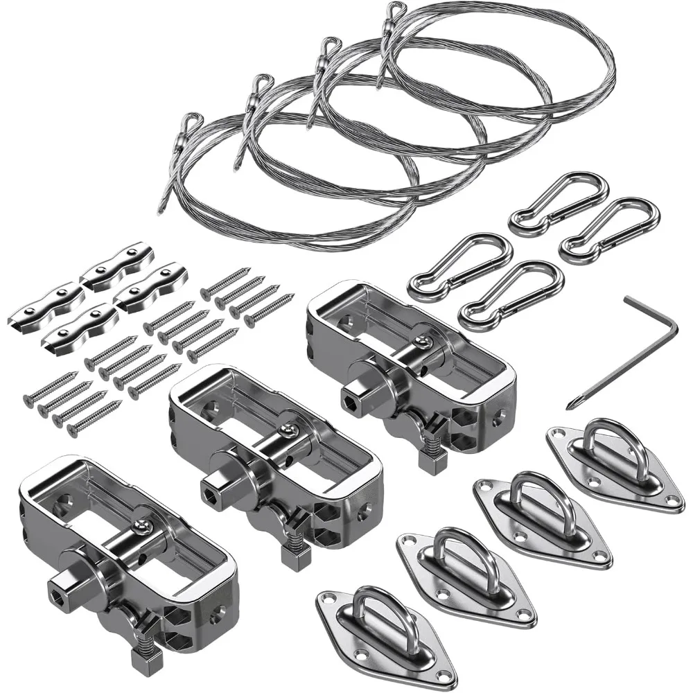 

Sunshade Sails Hardware Kit, Heavy Duty Sun Shade Sail Accessories, 24' Long Stainless Steel Wire Awning Attachment