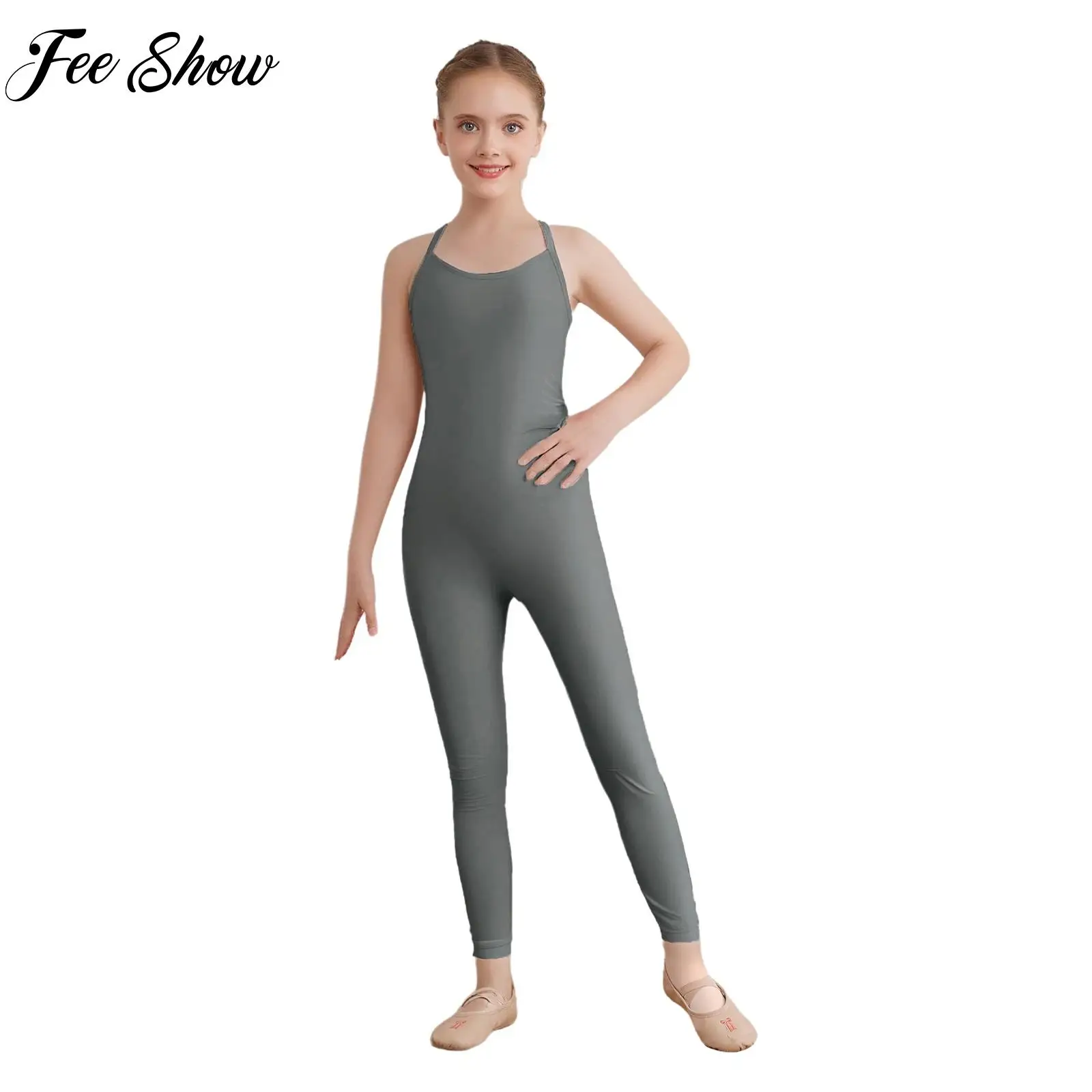 

Girls Sleeveless Ballet Dance Leotard Workout Full Body Suit Gymnastics Jumpsuits Figure Ice Skating Costume Swimwear Dancwear