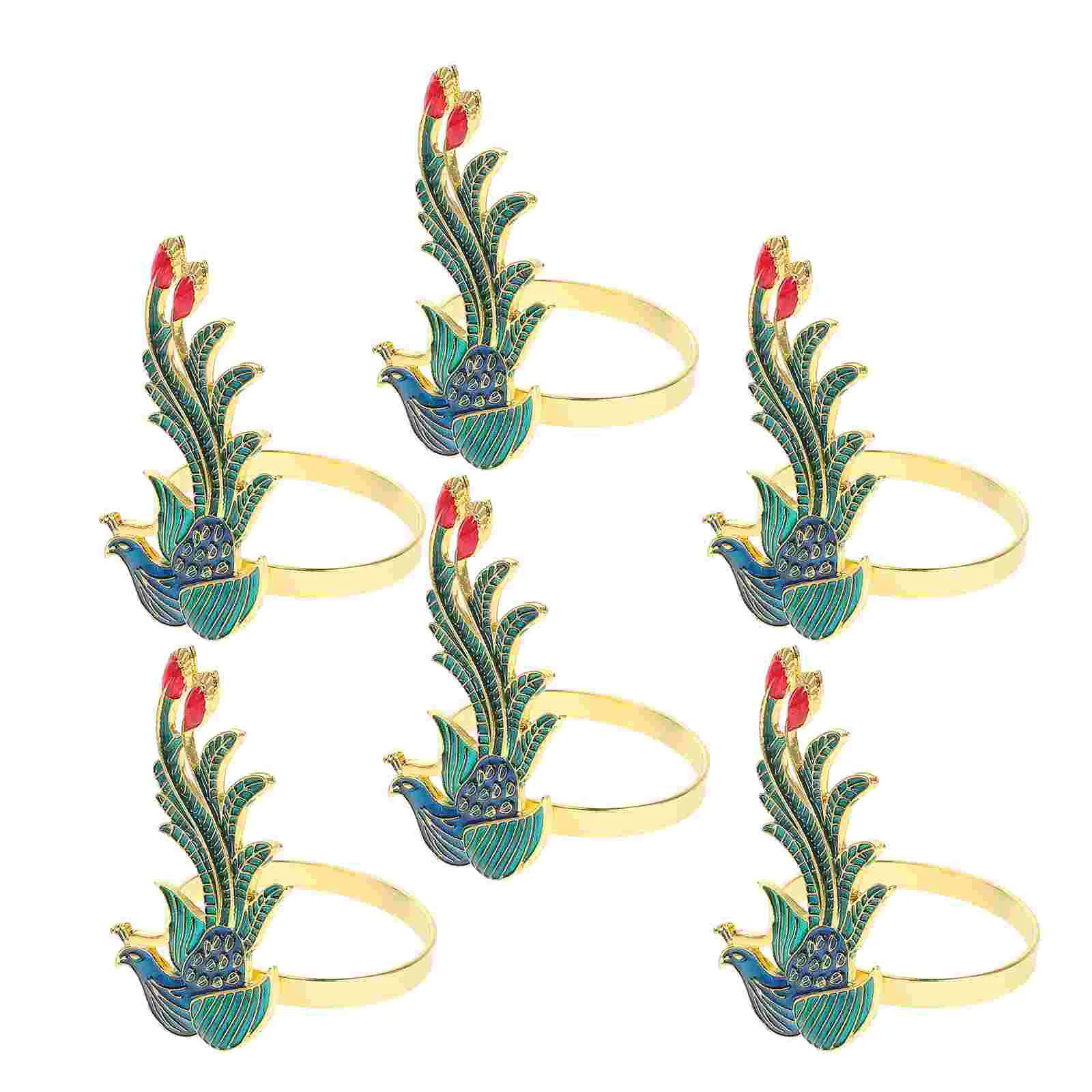 6 Pcs Phoenix Napkin Ring Small Rings Alloy Clasps Decoration Holder Festival Metal Holders Delicate Buckles