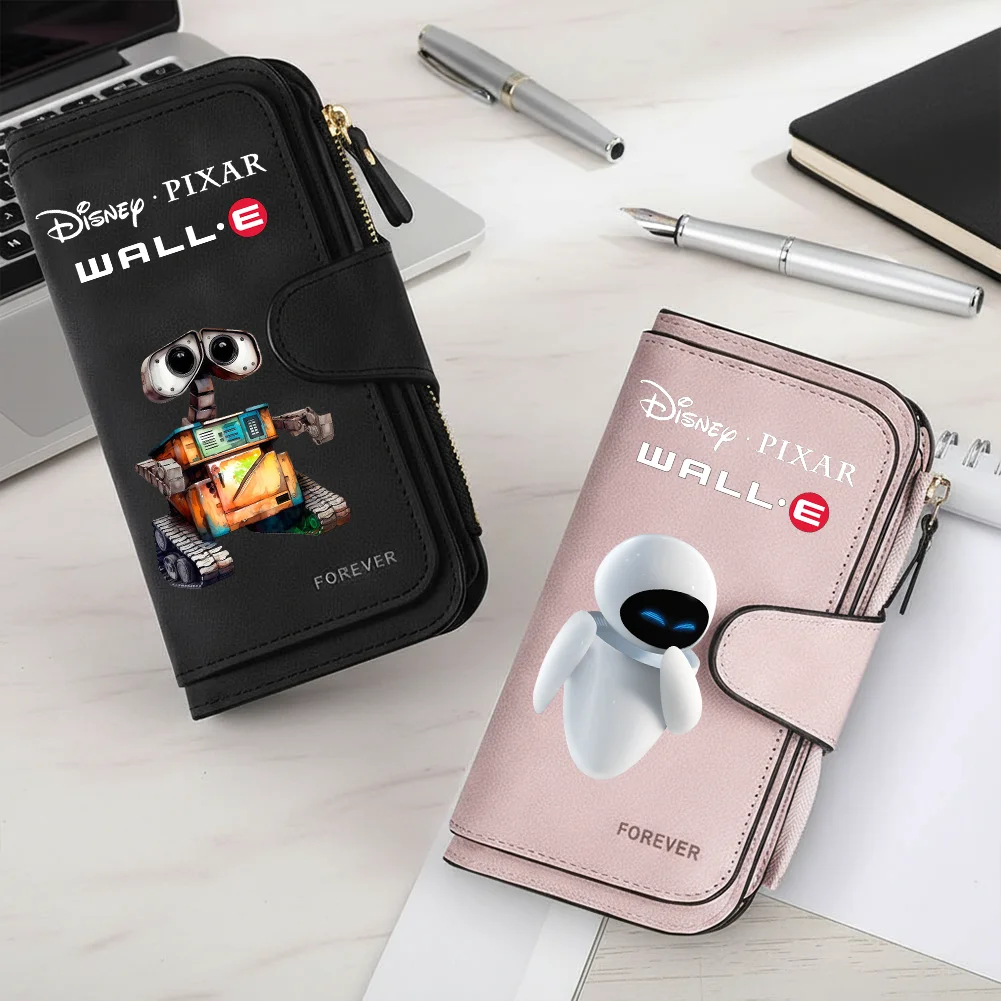 Wall-E المرأة طويلة سستة محافظ مشبك حقائب اليد محفظة نسائية للعملات المعدنية جلدية متعددة حامل بطاقة موضة حقيبة سعة كبيرة هدية لفتاة