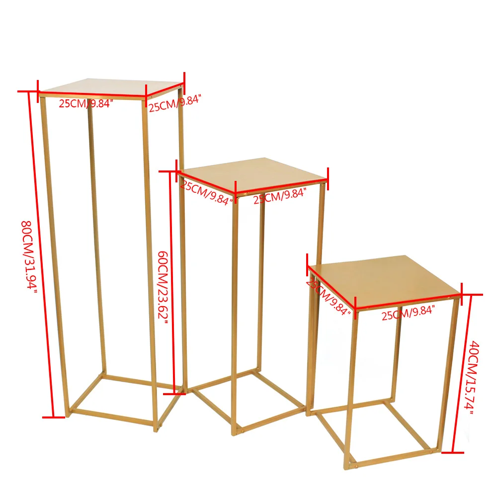 3pcs Flower Frame Geometric Box Stand Iron Wedding Prop Party Decoration Display