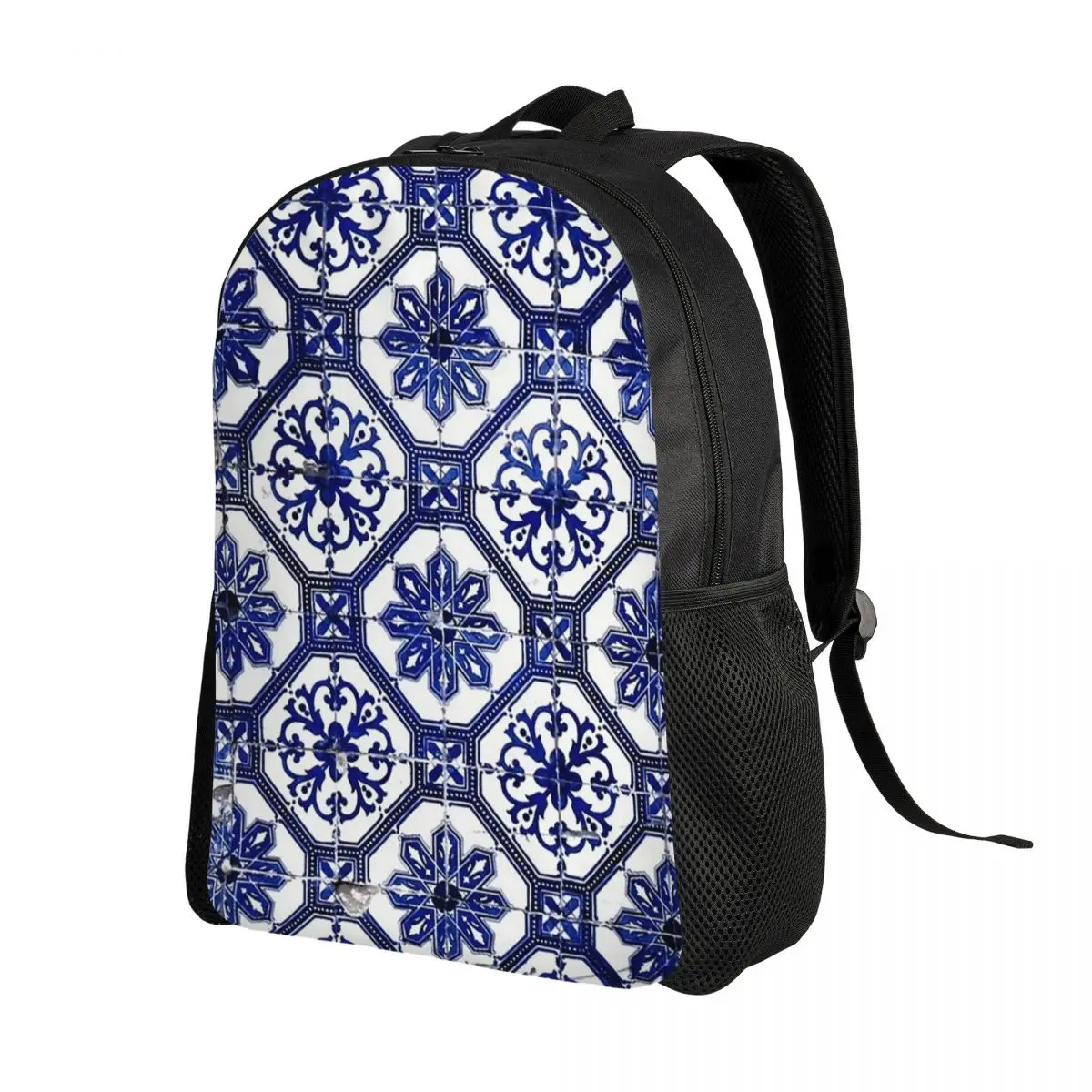 Blue And White Portuguese Tile Backpack Daypack Large Capacity Children BookBag School Bag Shoulder Bags for Men Women