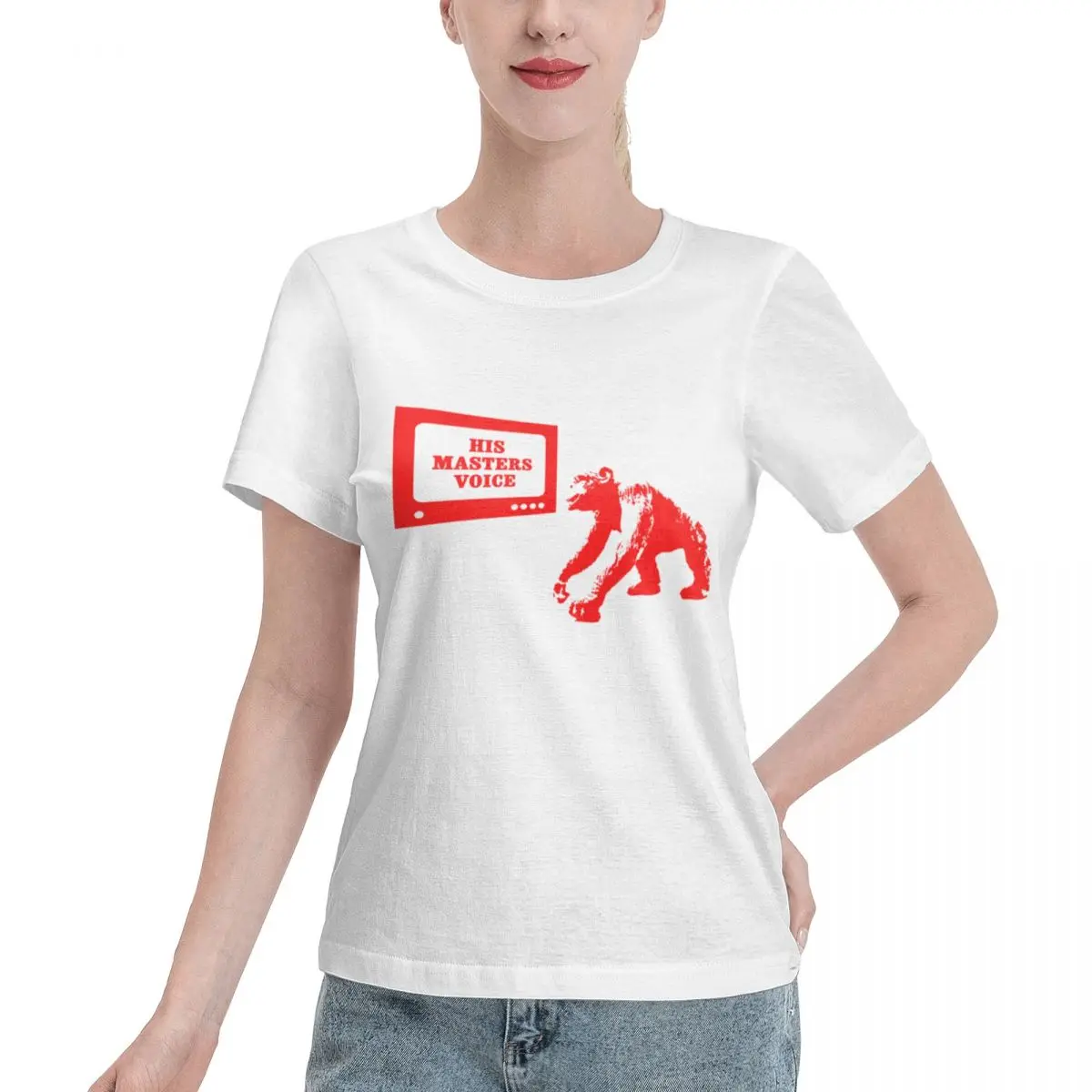 Popular On Social HIS MASTERS VOICE Women's T-shirt Gothic Wholesale Blank Tee