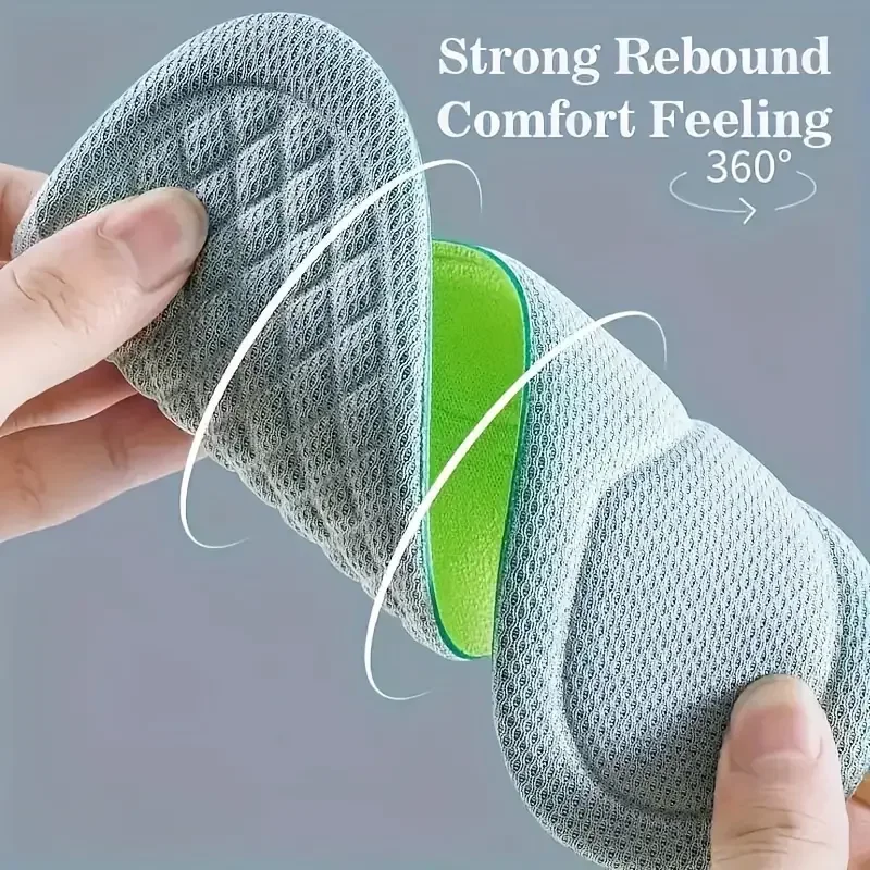 1pair 5D Sports Insoles  invisible inner raised insole for male and female comfort with a soft sole and full cushion for shock