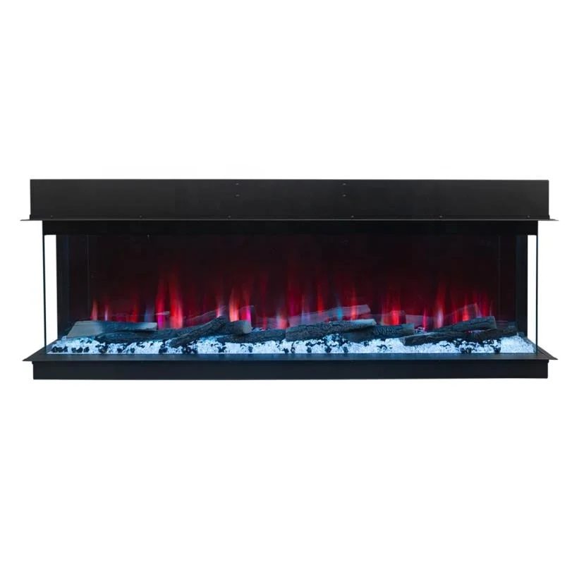 ZHX Modern 60 Inch Fire Place 3 Sided Electric Fireplace Inserts Heater Indoor Decorative 3D LED Flame Fireplace Electric