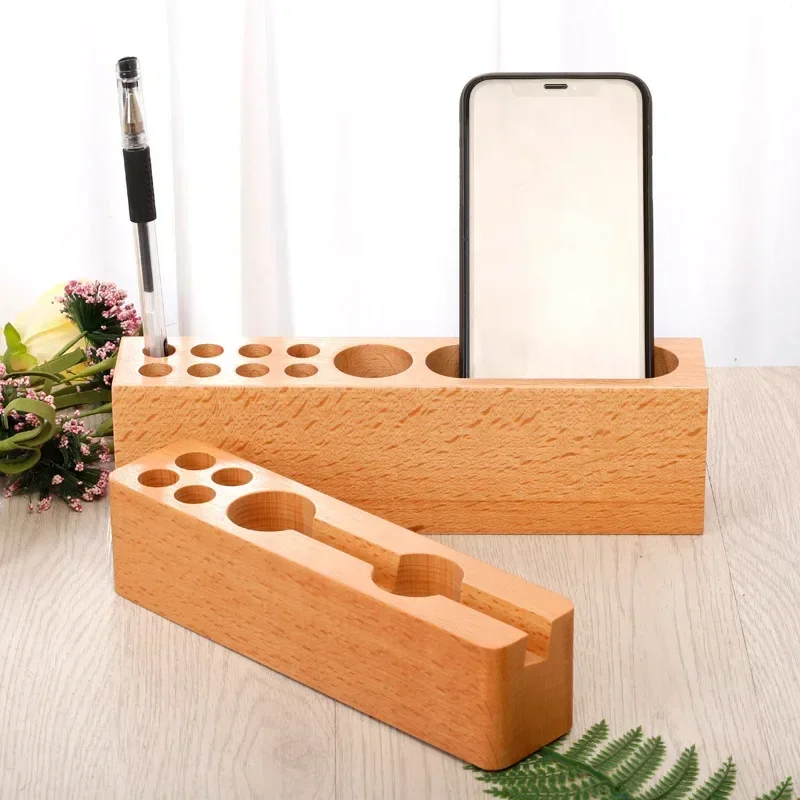 LMHBJY Creative Solid Wood Multi-functional Storage Pen Holder Beech Wood Business Card Box Wooden Furniture Ornaments