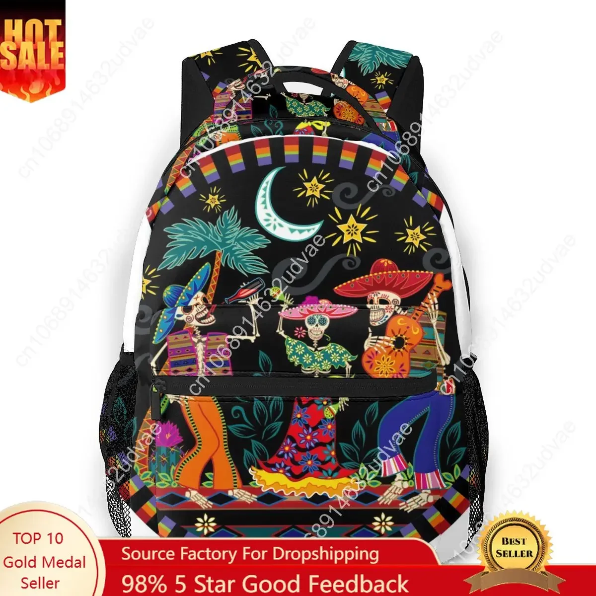 Travel Backpacks Day Of The Dead Party Girl Backpack For Women Large Capacity School Bag For Teenage