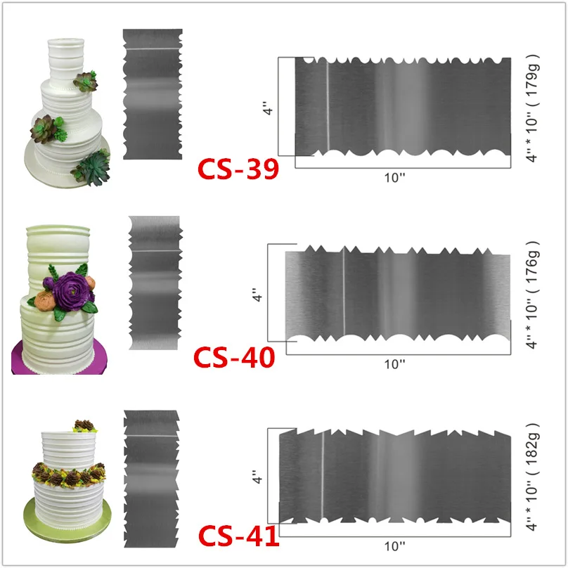 Stainless Steel Cake Scraper Double Sided Patterned Edge Pastry Comb Smoother Cake Decorating Tools for Mousse Butter Cream