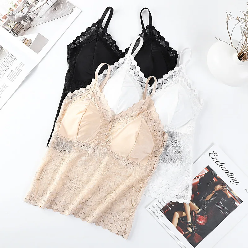 Women's Sexy Lace Underwear Camisole Bra Bra Anti-Exposure Bottoming Underwear