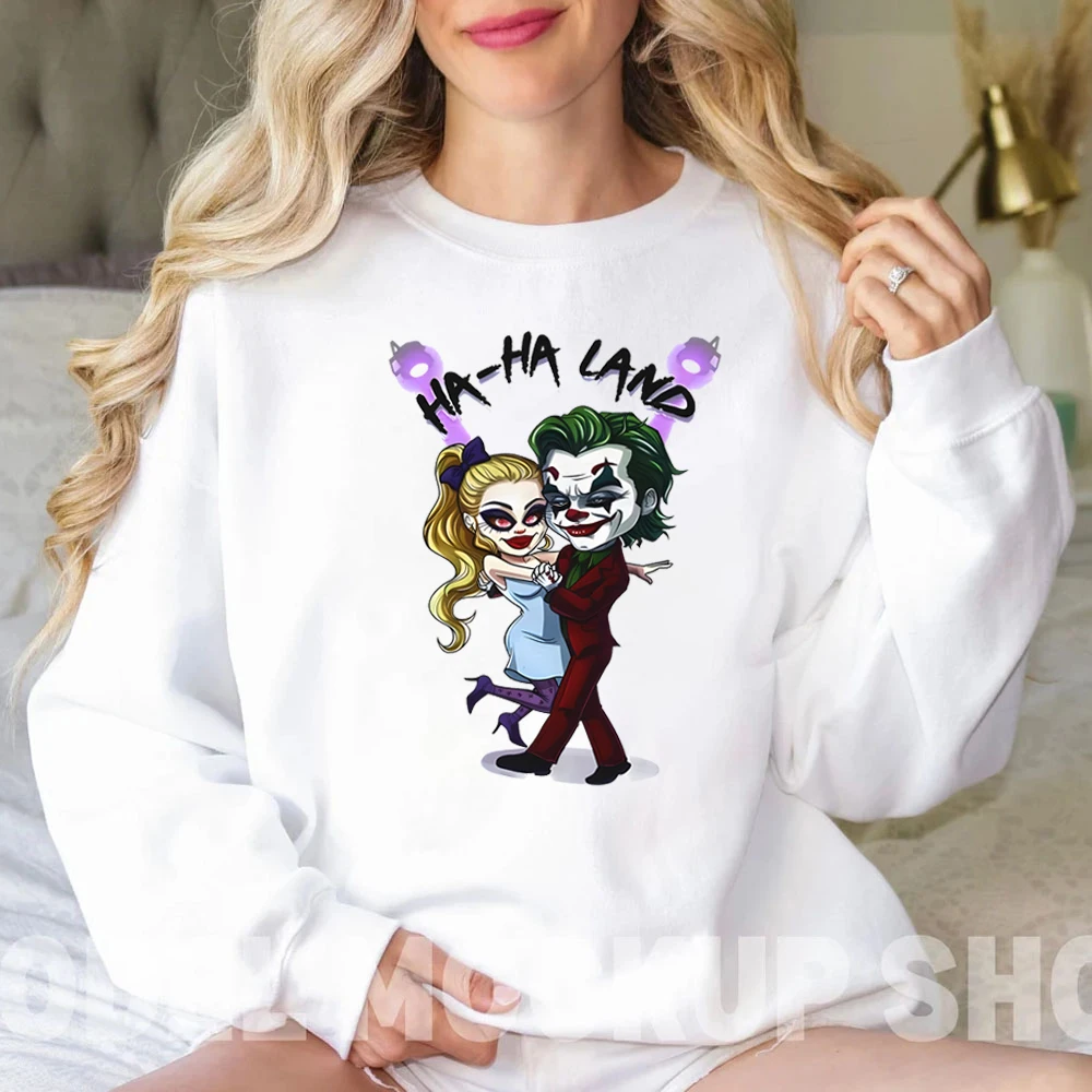 Funny Ha Ha Land Unisex Hoodies Women's Clothing Joker Dancing Hoodies Joker2 Lady Movie Inspiration Gaga Sweatshirts Kawaii Top