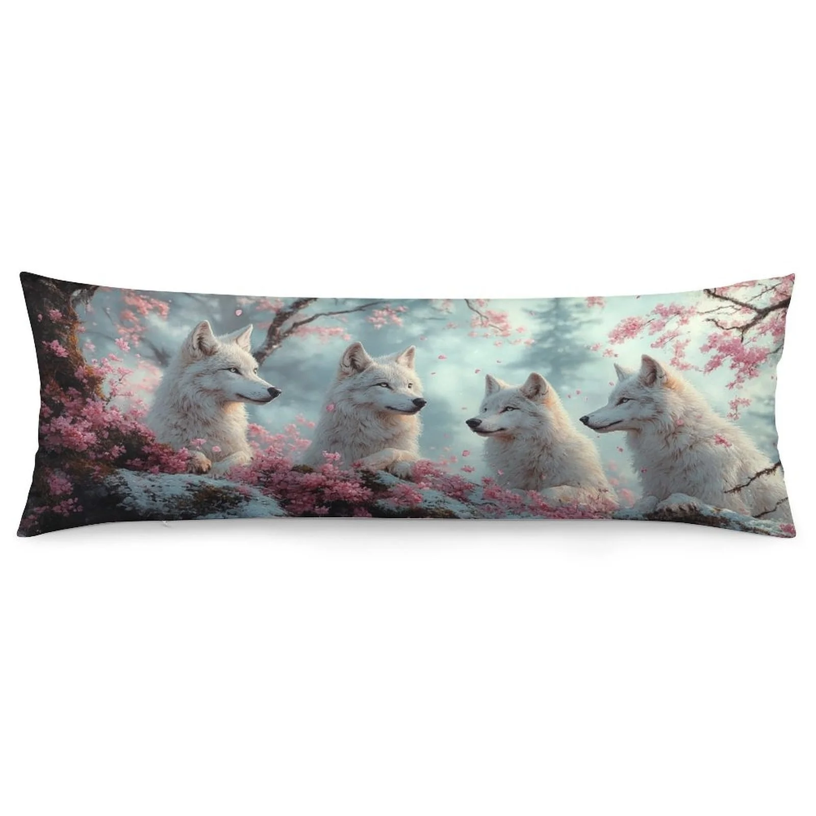 Wolf Pack Quartet Pillowcase, Fashion Long Plush Pillow Cover, Soft Comfortable Double-Sided Printed Large Size Pillowcase, Suit