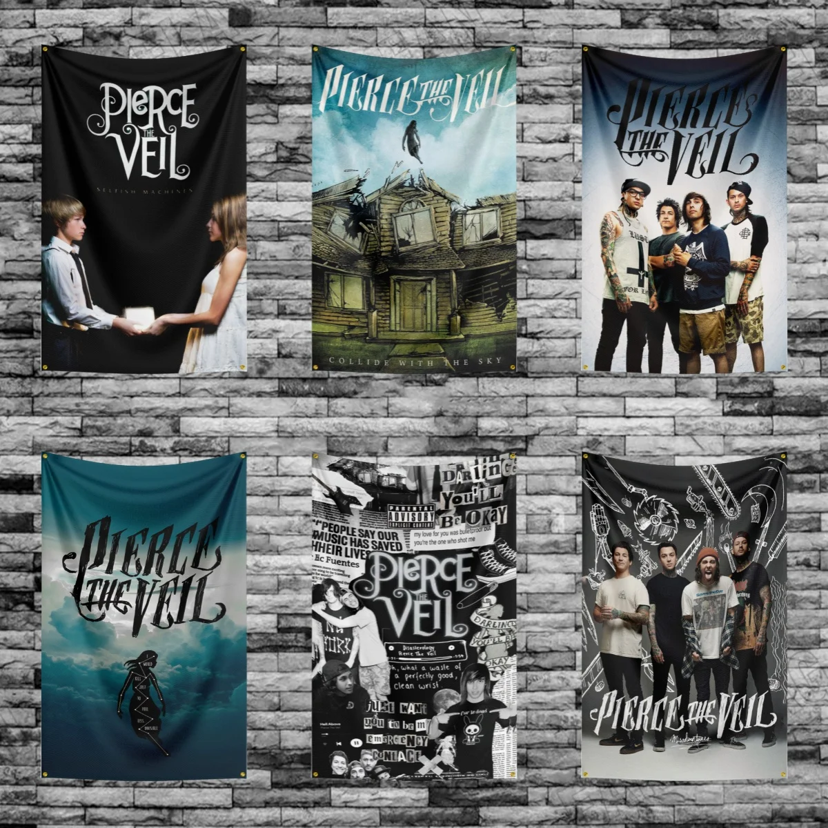 3x5 قدم P-Pierces-the-V-veilS-Rock Band العلم البوليستر الطباعة الرقمية راية للمرآب جدار الفن خارج الباب الديكور #1