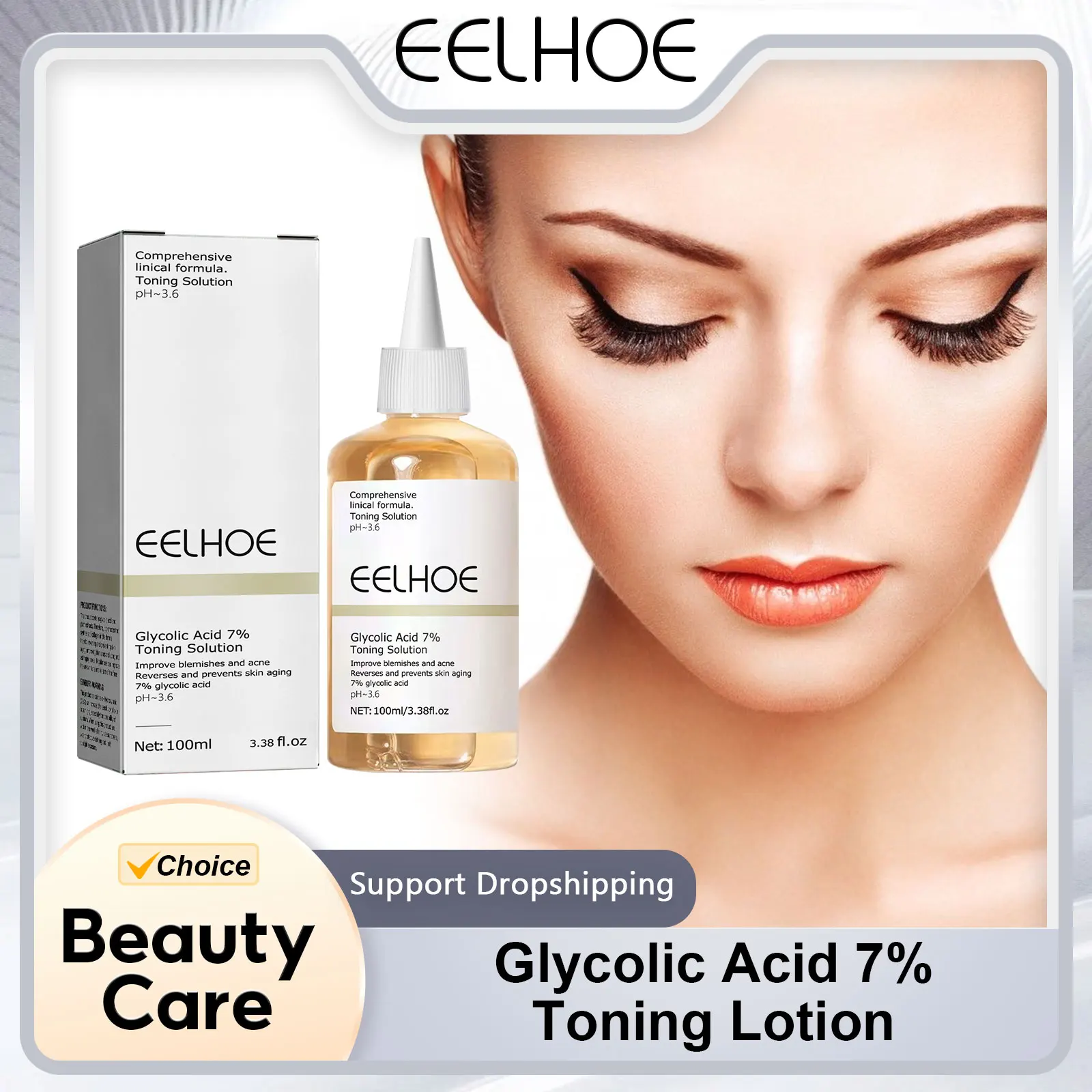 

EELHOE Glycolic Acid 7% Toning Lotion for Facial Moisturizer Hydration Skin Firming Rejuvenate the Face Brightener Serum 100ml