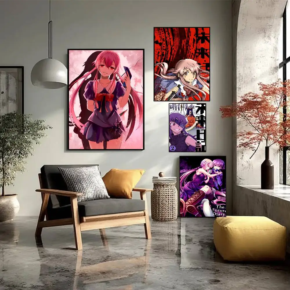 A-nime F-igure Mirai Nikki The F-uture Diary Poster Self-adhesive Art Waterproof Paper Sticker Coffee House Bar Room Wall Decor