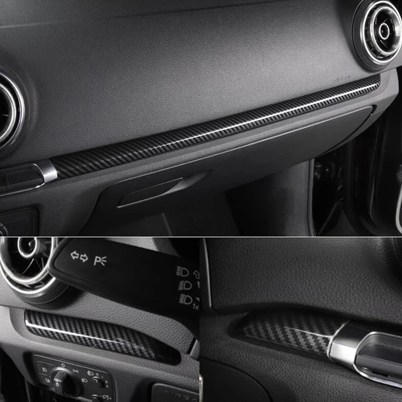 

Carbon Fiber Color Car Center Console Dashboard Trim Strips 3pcs For Audi A3 8V 2014-18 LHD ABS Interior Modified Accessories