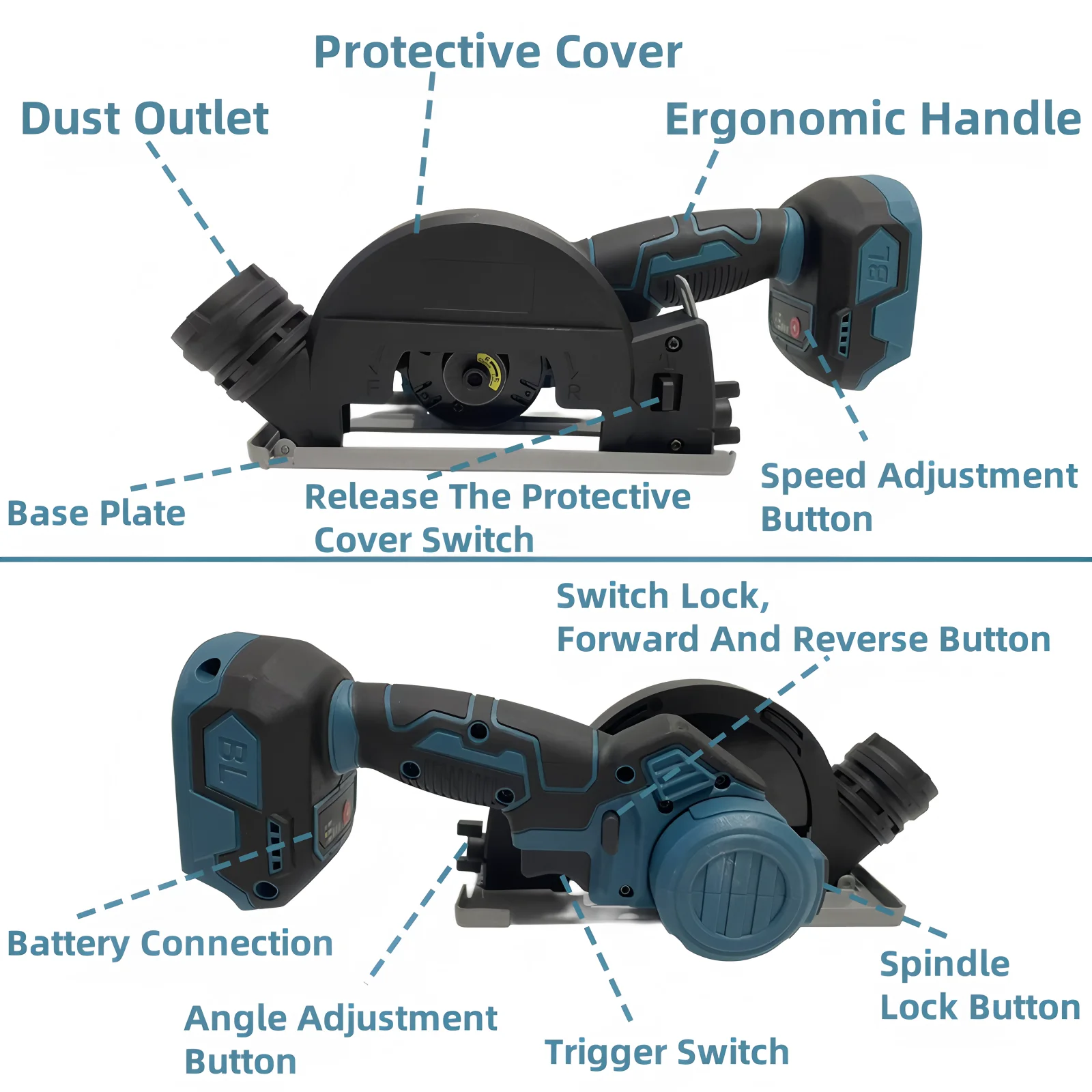 For Makita 18V Battery 4 Inch Brushless Angle Grinder 3 Speed Cutting Metal GrinderCordless Mini CUT OFF Tool Hight Power Tool