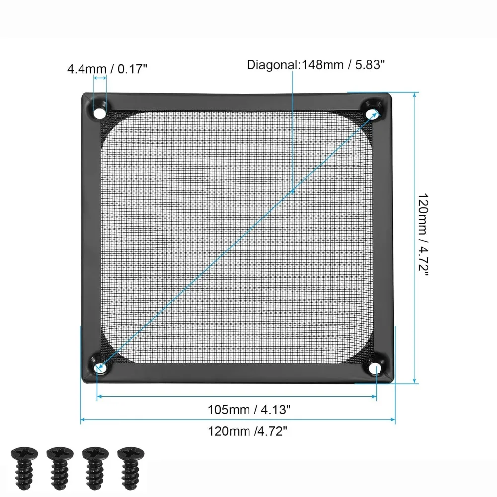 Mesh Cover Anti Rust Computer Fan Filter Grills with Screws Aluminum Dust Cover Silver Black Cooling Fan Cover Cooling System