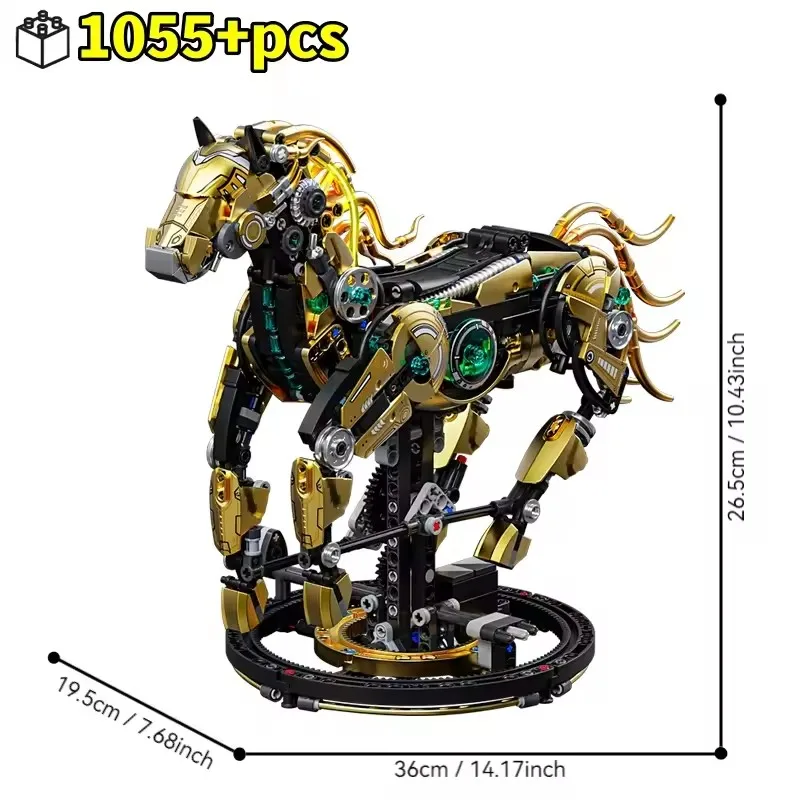 1055PCS Mechanische Pferd MOC Modell Bausteine Bricks Kit Technische Pädagogisches Spielzeug Erwachsene Kinder Urlaub Geschenke