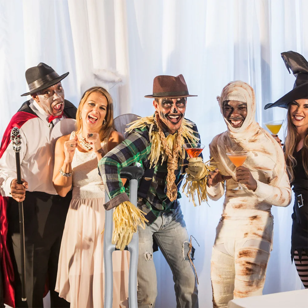 Inflatable Walking Cane Blow Up PVC Crutch Costume Prop Halloween Old Man Cosplay Accessory Walking Stick Cane