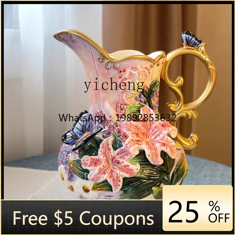 r5.13 ceramic lily vase ornament home into the new house wedding gift TV cabinet entrance restaurant