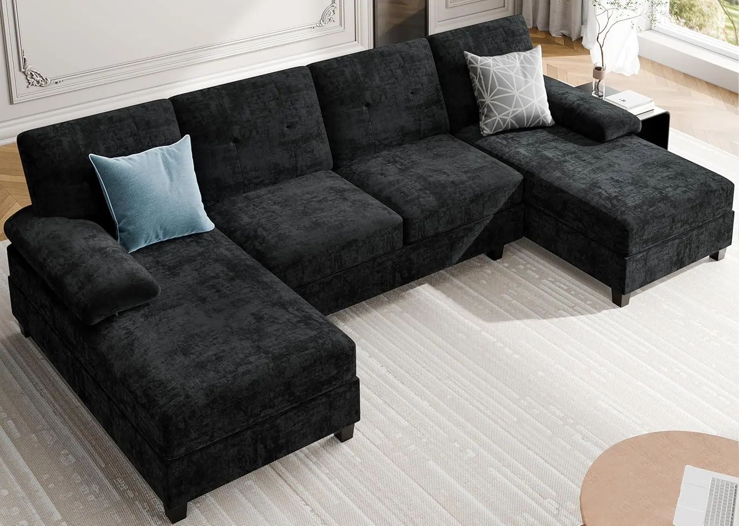 

Sectional Couches for Living Room, 106 in U Shaped Couch Soft Sectional Sofa with Double Chaise, Comfortable 4 Seat Sofa Couch
