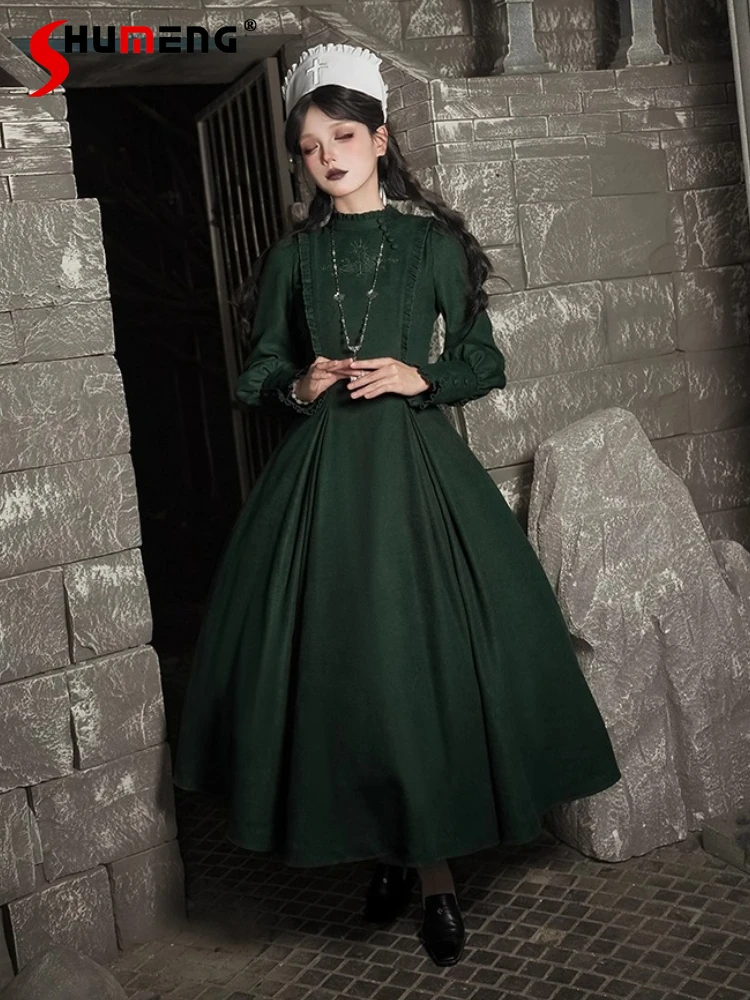 

Original Halloween Cos Gothic Long Sleeve Dress OP Autumn Winter New Women's French Elegant Sweet Retro Lolita Long Dress JSK