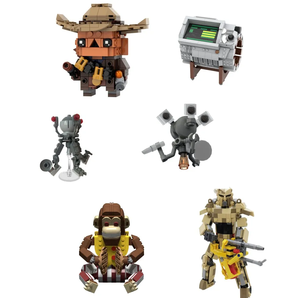 Moc ghoul brickheads modelo blocos de construção jogo senhor acessível robô figura tijolos pratos macaco deserto camo T-45 brinquedo armadura energia