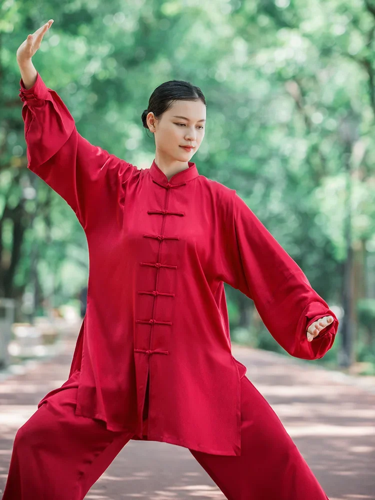 Kun mistrz sztuka walki mundur Tai Chi ubrania Kung Fu sukienka Wushu odzież prawdziwy jedwab Unisex kobiety i mężczyźni 2023 nowy styl