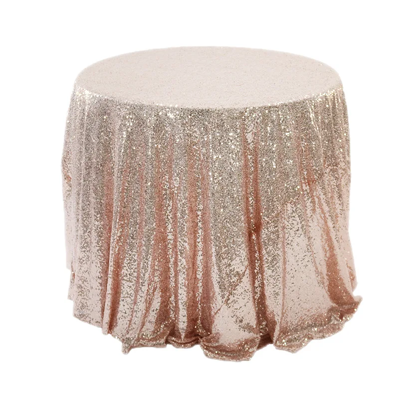 Hotel Wedding Sequined Round Table Cloth American Banquet Decorative Solid Table Cover Dust-Proof Full Cover Furniture Protector