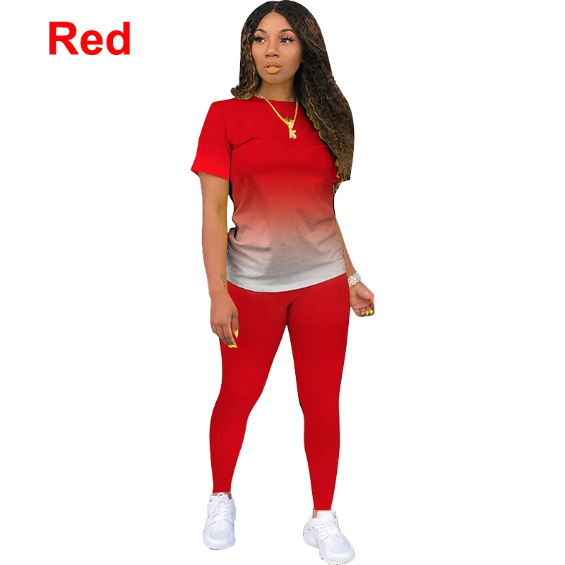 Summer Ladies Short Sleeve Two Piece Set Women T-shirt Pants Sports Suit Tracksuits Streetwear Femme Clothing