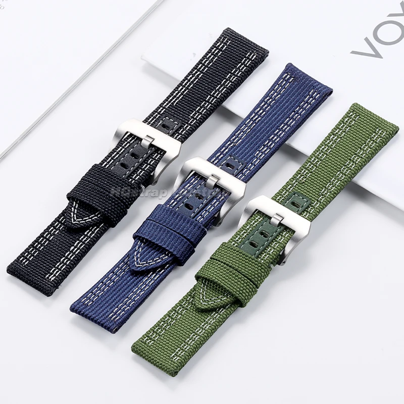 النايلون حزام من الجلد 24 مللي متر لبانيراي PAM 00984/985 PAM1122/753/1312 حزام (استيك) ساعة الرياضة مريحة العالمي استبدال سوار