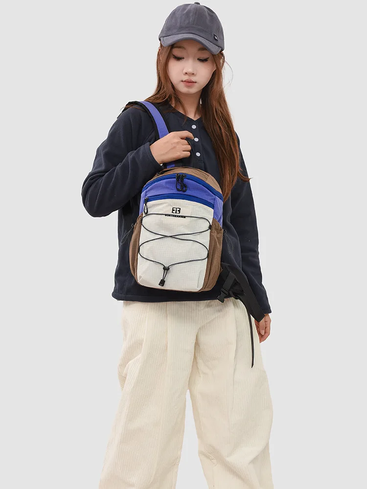 

Outdoor mini backpack for women, color-blocked, personalized, lightweight sports hiking bag, stylish cycling school bag
