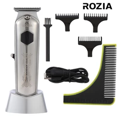 Rozia usb recarregável aparador de cabelo barbeiro lcd máquina de cortar cabelo aparador de barba corte de cabelo para homens estilo ferramenta