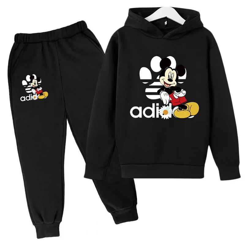 

Kids Hoodie Mickey Mouse Print Sweatshirt +Pants Boys Girls Toddler 3-12Y Pretty Girls Clothes Pullover Sport Fashion Casual Set