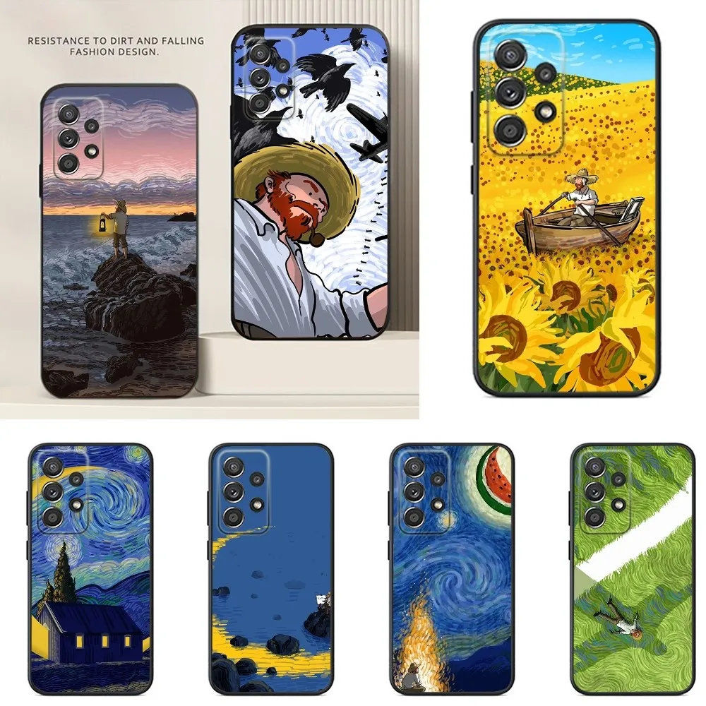 

van Gogh Art Phone Case For Samsung S24,S23,S22,S21,S20,S10,S10E,S9 Ultra Plus FE Note 20 Ultra 10 9 Plus Black Case