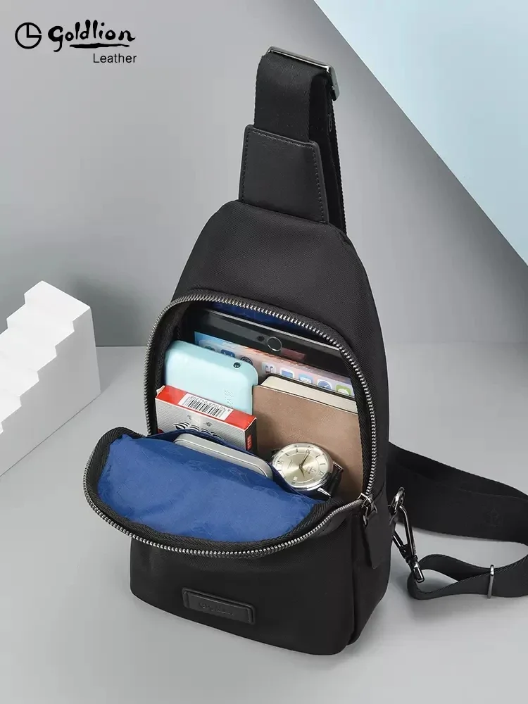Оригинальная роскошная дизайнерская нагрудная сумка Goldlion 2023, новая модная нишевая мужская сумка для отдыха, холщовая студенческая уличная сумка через плечо