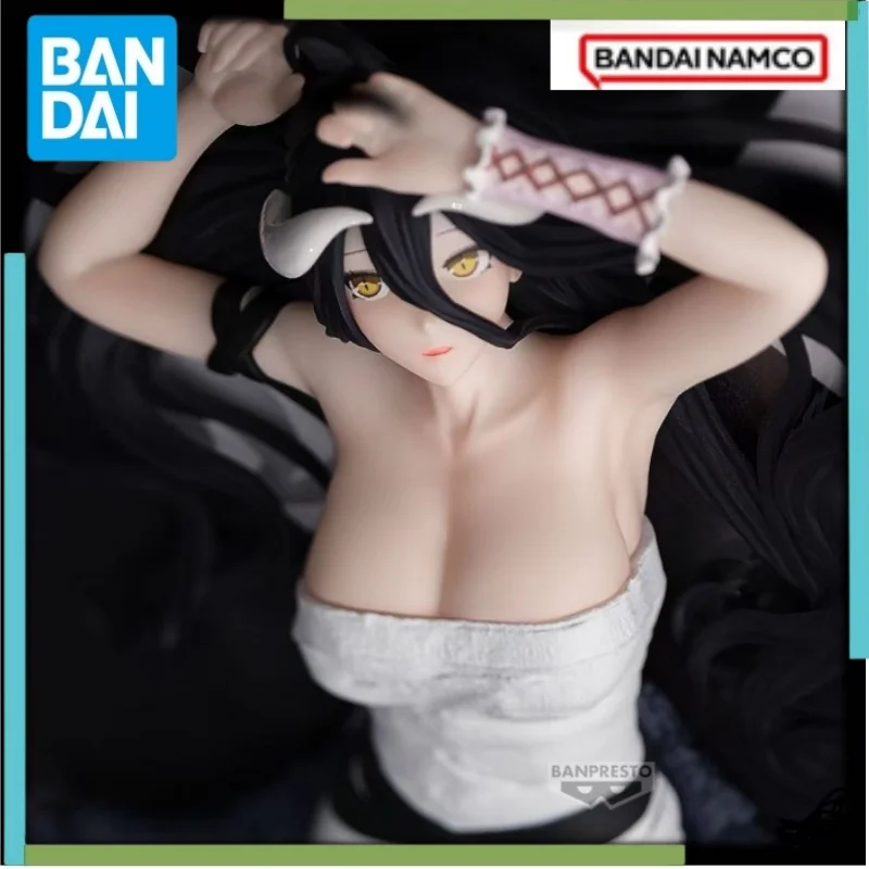 Bandai original anime modelo figura de ação overlord puro branco diabo albedo relaxar tempo presente natal modelo colecionável